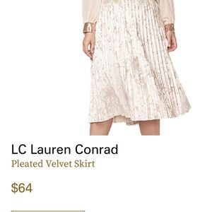 LC Lauren Conrad Elegant Cream Velvet Midi Skirt
